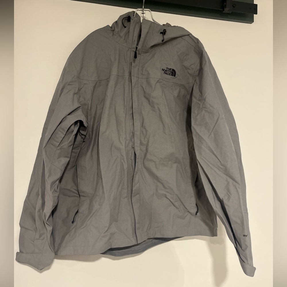 The North Face Mens XL Gray Full Zip HyVent 2.5L Windbreaker Rain Jacket